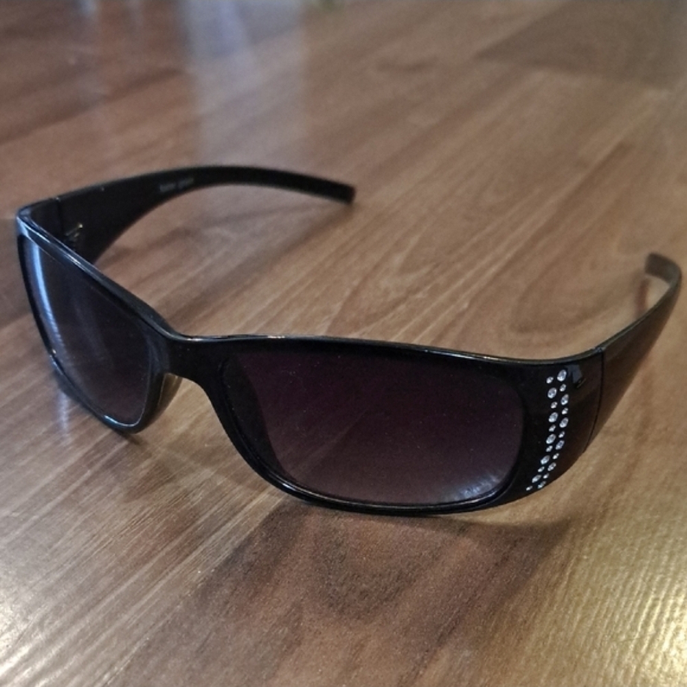 Foster Grant Black Sunglasses with Rhinestone Accents